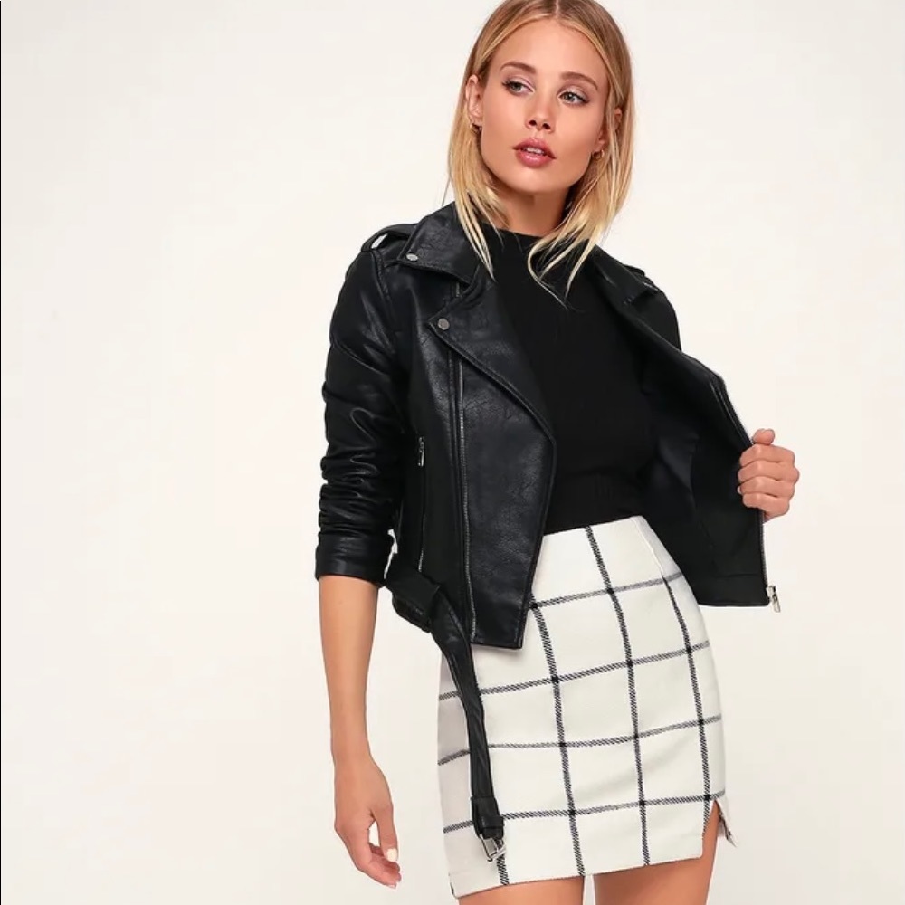 Lulus Spence White Plaid Skirt